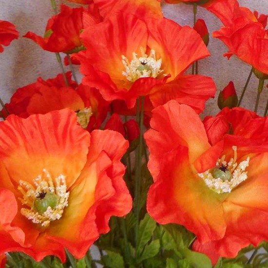 Orange Artificial Poppies 70cm Artificial Flowers